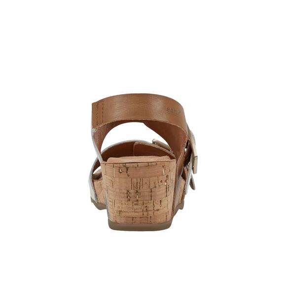 Earth Womens NEW Size 7.5 Willa Strappy Casual Mid Cork Wedge Sandals Gold NIB - Picture 3 of 11